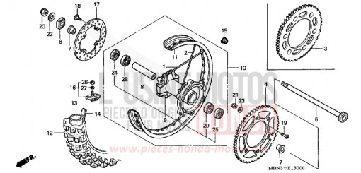 ROUE ARRIERE XR650R6 de 2006